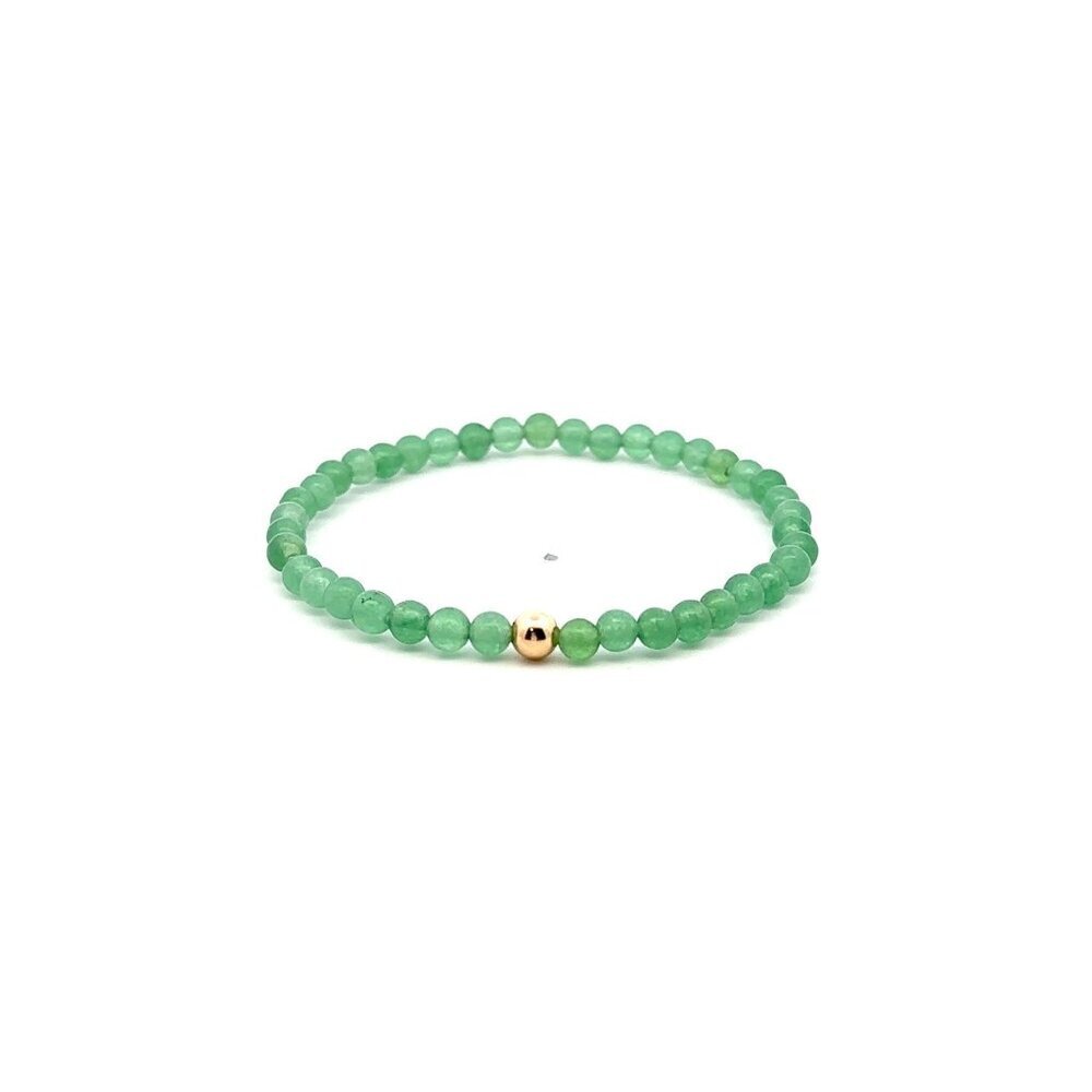 Natural Aventurine Gemstones Mini 4mm 18K Yellow Gold Charm Bead